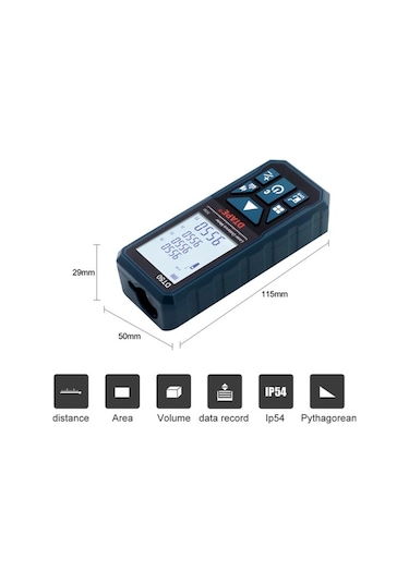 Pazly Taşınabilir Yüksek Hassasiyetli Mini Mesafe Ölçer, 50m Alan/hacim Ölçüm, 20 Veri Depolama, Lcd Ekran