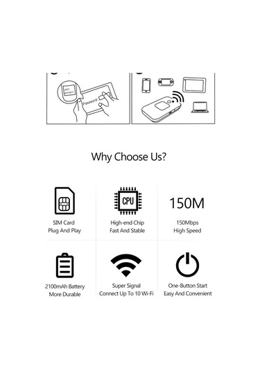Lemestar Mf800 4g Mobil Wifi Hotspot: 150mbps Hız, 10 Cihaz Bağlantısı, 2100mah Batarya, Avrupa-asya Bölgeleri İçin Taşınabilir Mifi