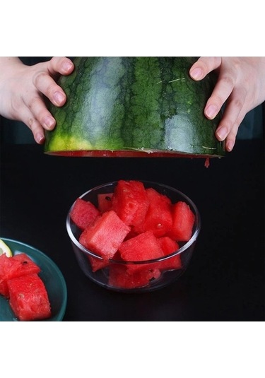 Ulzyvf Cbtx 2'li Karpuz Dilimleyici, Paslanmaz Çelik Meyve Kesici Gri Gri