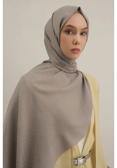 Gri Link Desen Bambu Cotton Şal 20 Gri