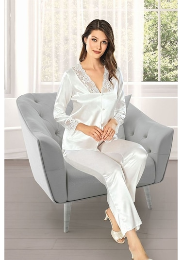 Alissa 8640 Kadın Çeyizlik Saten 6'lı Set-ekru Ekru