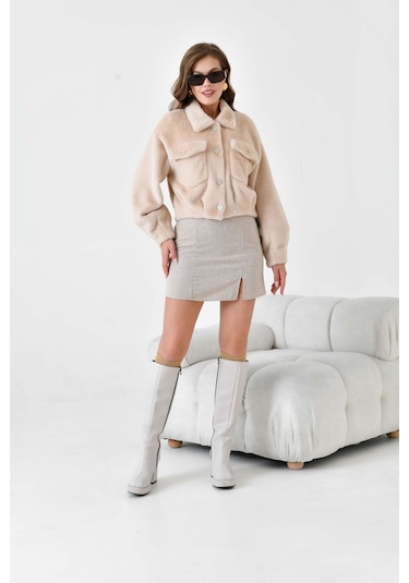 Ftz Kadın Kaşmir Mont Pudra 30984 Pudra