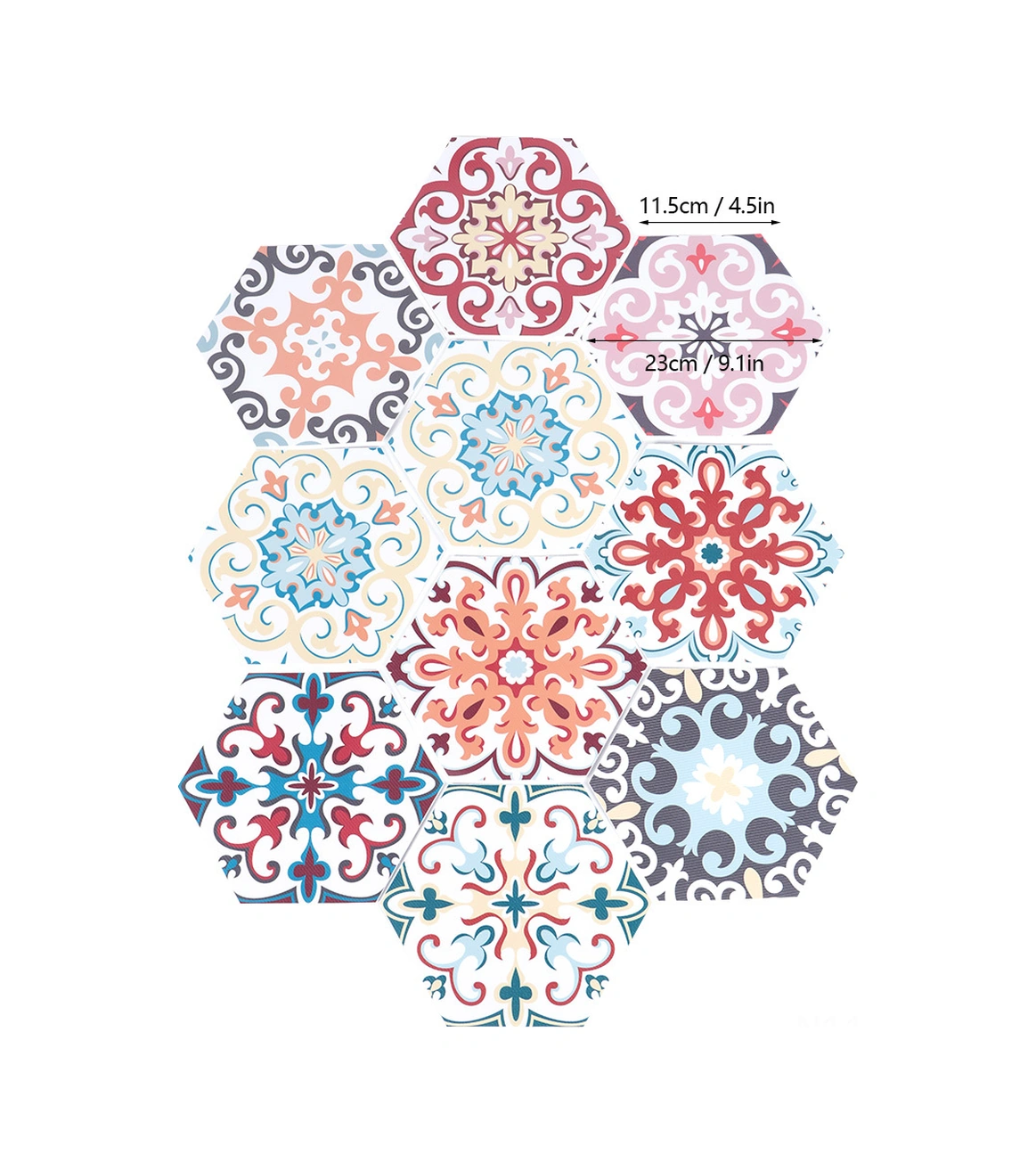 Geeroyoo Pvc Hexagon Dekoratif Zemin Çiviği - Otomatik Yapışkan, Su Geçirmez, Ev Dekoru İçin Mükemmel 10 Adet Diğer