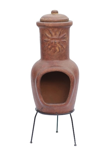 Güneş Motifli Küçük Chimenea Kırmızı