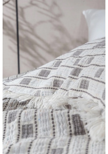 Ecocotton Merisa Gri %100 Organik Pamuk Çift Kişilik Yatak Örtüsü Gri