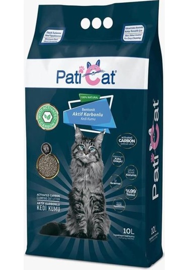 Paticat Aktif Karbonlu Topaklaşan Bentonit Kedi Kumu 10 L