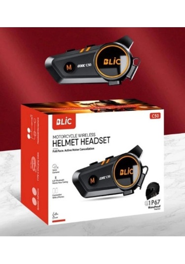 C50 Motosiklet Intercom Kask Kulaklık 1000 Mah Rgb Işıklı Bluetooth Kulaklık Ip67