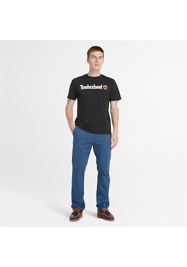 Timberland Kennebec River Linear Logo Short Sleeve Erkek T-shirt-32273 Siyah
