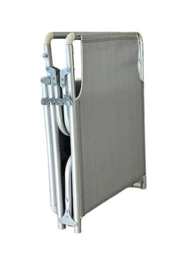 Katlanır Alüminyum Şezlong Kademeli Kamp Yatağı Gri 1290 Gri