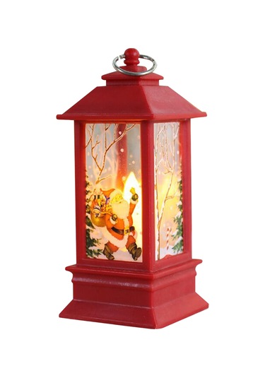 Kosona Küçük Kırmızı Noel Baba Pvc Feneri, Islak Işık, Masaüstü Süs, Duvar Asağı, Noel Dekorasyonu Kutu Paketli