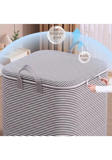 Tongxida Dolapiçi Giyim Çantaları Kapları Düzenleyici, Güçlendirilmiş Saplı Kalın Battaniyeler, Xxl Siyah, Çift Fermuarlı Yata Siyah