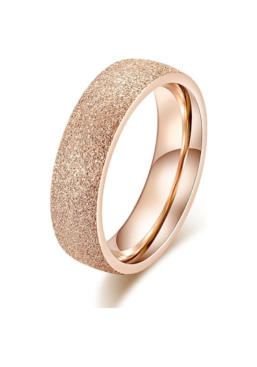 Rose Gold Basit Fırçalama Paslanmaz Çelik Kadın Yüzük Genişliği Gül Altın Renk Parmak Hediye Kız Takı Için 6mm-4
