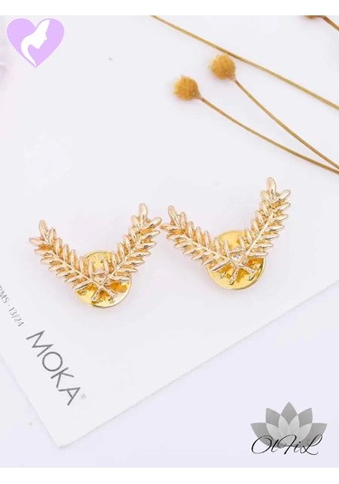 Olfil Dikenli Angutlar Minimalist Tarz Broş-mini Yapraklar 2 Adet Dal İnce Tasarım Minimalist 272619443 Altın Rengi