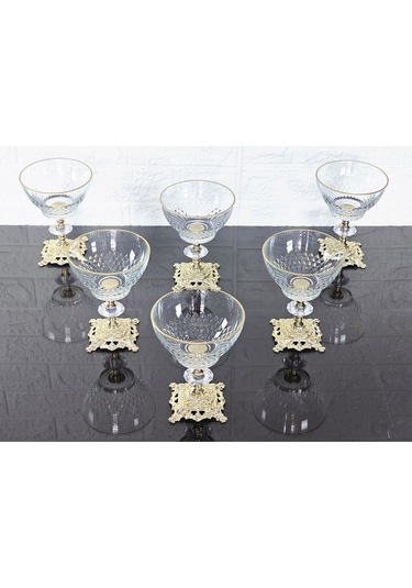 Paşabahçe Serisi Infınıty Kase & Magnolıa Kase & Dondurmalık & Şekerlik Kare Gold Döküm Ayaklı Naturel