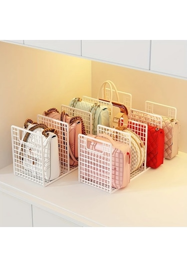 Fochsia Beyaz 3 Katlı Metal Çanta Ve Aksesuar Depolama Askılı Raf Ve Çekmeceli Stackable Düzenleyici Ahşap