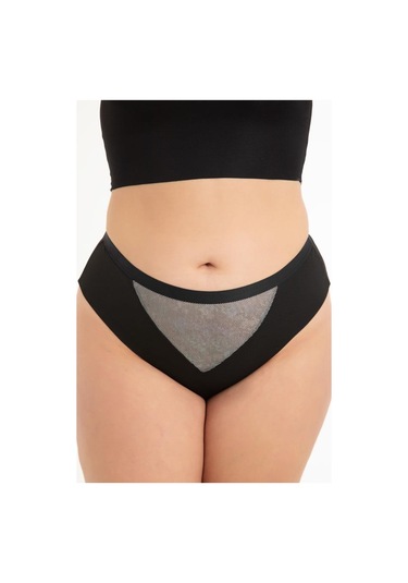 File Detaylı Beli Lastikli Lazer Kesim Büyük Beden Kadın Tanga Külot 3'lü Paket Renkli-2 Çok Renkli