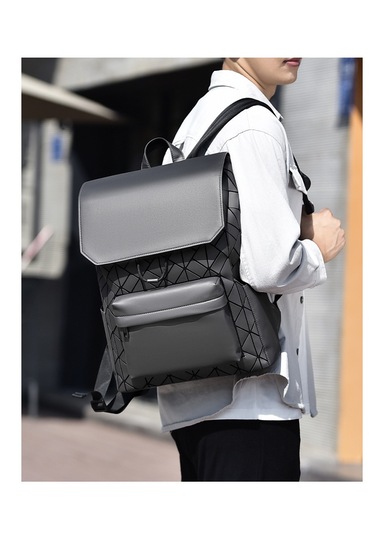 Şık Dokulu Eşkenar Dörtgen Sırt Çantası-siyah Siyah