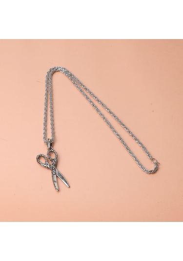 Desenli Makas Berber Terzi Erkek Kolye Çelik Takı Aksesuar K24 T5