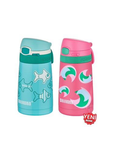 Shamobo 2li Set Pipetli Çelik Termos 350ml -6 Saat Isı Yalıtımı- Turkuaz