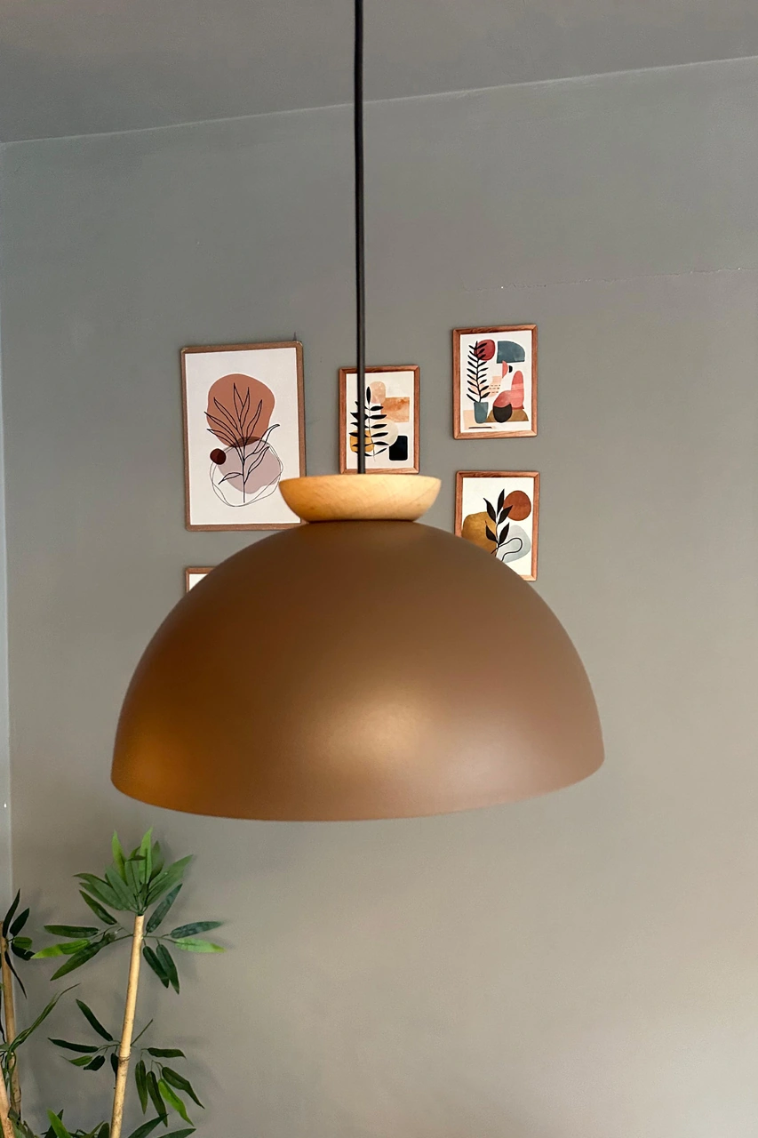 Yimpi Sütlü Kahve Avize Ahşap Tekli Sarkıt Salon Kuaför Cafe Dekoratif Aydınlatma Pastane Sütlü Kahve