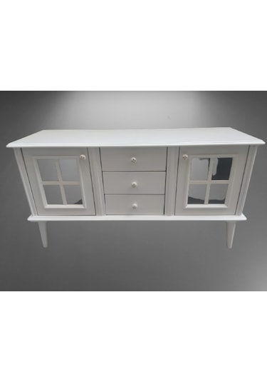 Bengimobilya Tv Sehpası Windovs Model Pencere Ahşap Kayın Torna Retro Ayak Bey