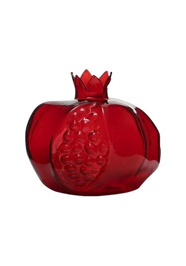 Pazly Nar Şekilli Dekoratif Cam Vazo - Çiçekler Ve Merkez Parçası İçin 10 Cm Şık Tasarım