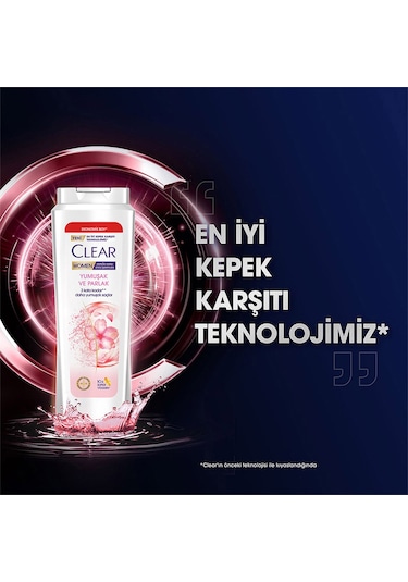 Clear Women Kepeğe Karşı Etkili Şampuan Yumuşak Parlak 3 x 350 ML