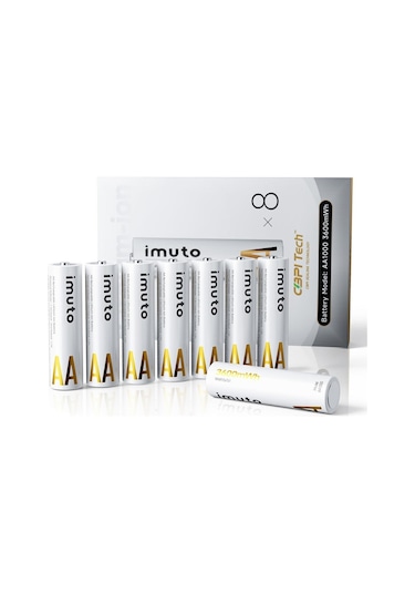 Imuto 3600mwh Aa Şarj Edilebilir Lityum Pil 8 Li Paket