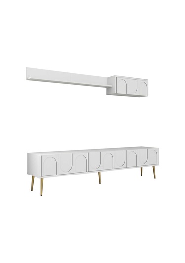 Variant Lyon Duvar Raflı Tv Ünitesi - Beyaz / Altın