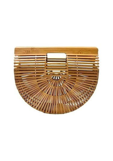 Willowhaven Kadın El Yapımı Bambu Sepet Yarım Yuvarlak Açık Plaj Seyahat Çanta Moda Tasarımcısı Üst Saplı Çanta Retro Örgülü Bambu Çanta Çok Renkli