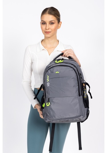Fermuarlı Geniş Bölmeli Spor & Okul Sırt Çantası Hafif, Ergonomik Ve Dayanıklı Tasarım - Gri Gri