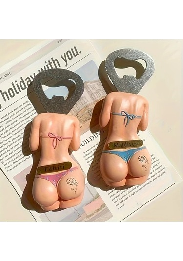 Primepickings Mavi Pembe 3d Bikini Desenli Paslanmaz Çelik Seyahat Bardağı Ve Şişe Açacağı Mavi+pembe