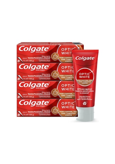 Colgate Optic White Kahve Çay ve Tütün Kullananlar için Diş Macunu 4 x 75 ML