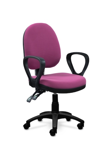 Ofiscombin Ofis Büro Sırt Ayarlanabilir Döner Tekerlekli Öğrenci Ders Çalışma Koltuğu Pembe Kumaş 00047499205