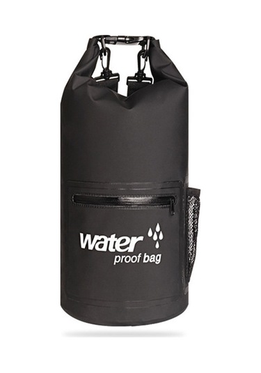 Sones Su Geçirmez Çift Omuz Askılı Kuru Çuval Pvc Varil Çanta, Kapasite: 20l Siyah