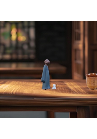 Suntek Küçük Köpek Heykeli Ile Rahip Heykelciği Sevimli 8,5 Cm X 5,5 Cm X 20,2 Cm