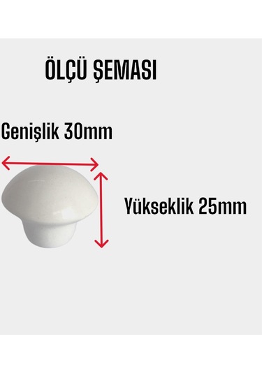 8 Adet Beyaz Mantar Düğme Kulp Mobilya Çekmece Dolap Kapak Kulbu Metal Kulp Aksesuarları Vidalı