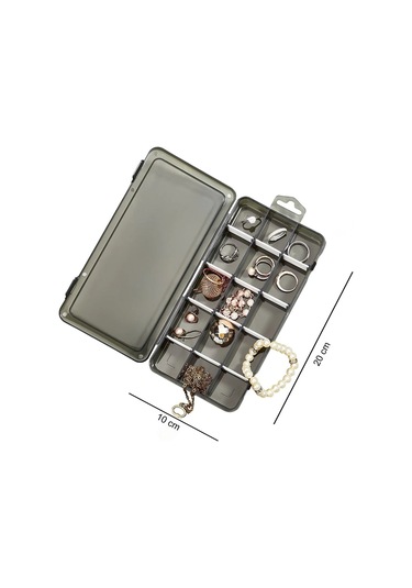 Bayev 10 Adet Füme 15 Bölmeli Ayarlanabilir Bölmeli Düzenleyici Takı Boncuk Ilaç Yüzük Kutusu Organizer