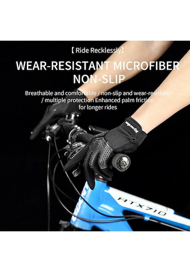 Ccgloball Uzun Parmak Açık Kaymaz Şok Emici Nefes Alabilen Güneş Koruyucu Dokunmatik Ekranlı Binicilik Eldivenleri Siyahl