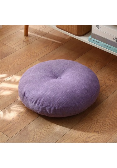 Zemin Koltuk Yastık Düz Renk Meditasyon Yoga İçin Uygun Yuvarlak 50cm-7 Ekru