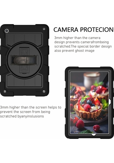 Samsung Uyumlu Galaxy Tab A9+ İçin Kickstand Kılıfı Dönen El Askısı Pc+tpu Omuz Askılı Tablet Kapağı