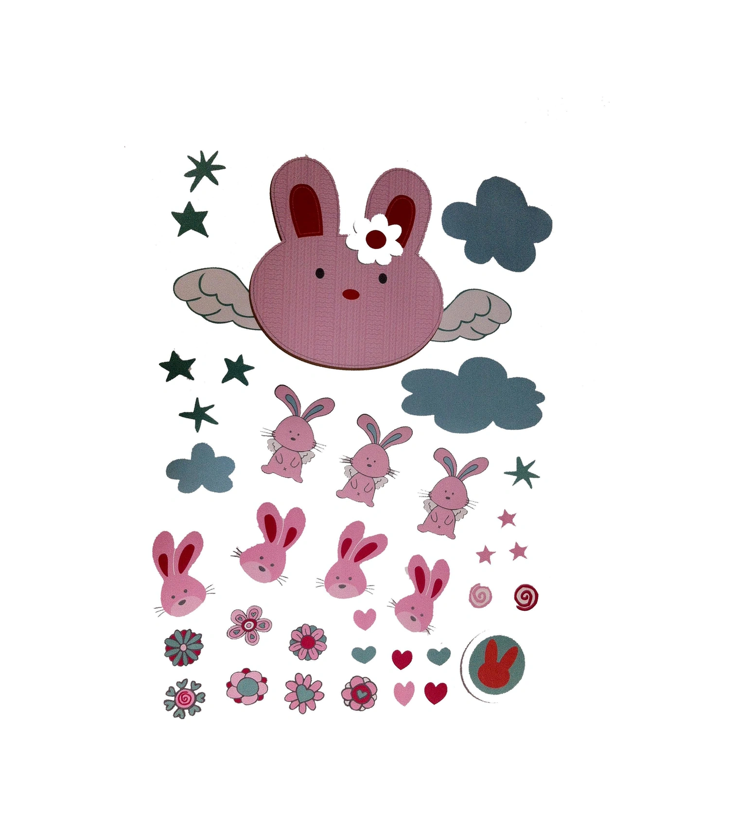 2 Adet Defter Sticker,laptop Sticker Tavşan Desenli Pvc 70x50x0,5cm