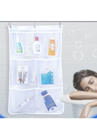 Dancemonkey Cbtx 7 Izgaralar Örgü Duş Askılı Çanta Organizatörü Polyester Banyo Cepleri Çok Renkli