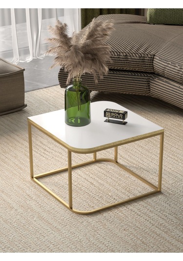 Orta Sehpa Tekli Damla Gold Beyaz Beyaz