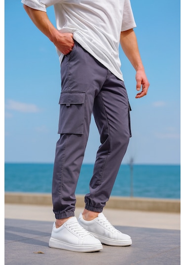 Kargo Cepli Paraşüt Kumaş Antrasit Renk Erkek Pantolon-1815 K.antrasit