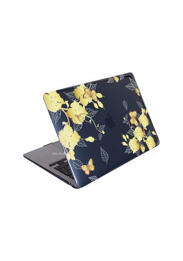 Macbook Air Kılıf 13.6 İnç M2-m3, Flower-01nl Touchıd'li Air M2-m3 A2681 A3113 İle Uyumlu Sarı