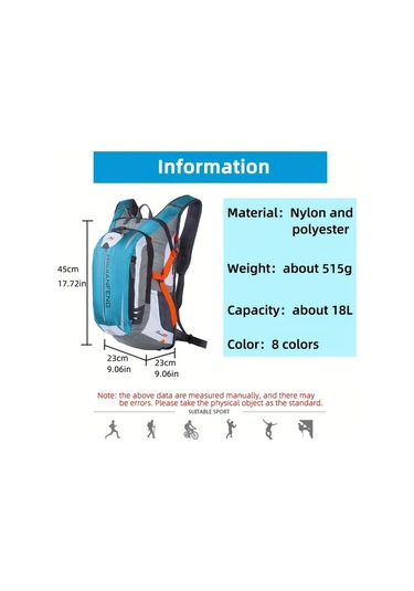 Xuweiwei Peacock Blue 18l Büyük Sırt Çantası Ayarlanabilir Askı Nefes Alabilir Tasarım Dayanıklı Fermuar Altın