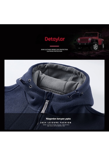Snapbuy Kapüşonlu, Polar Erkek Ceket Lacivert