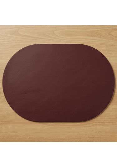 2 Adet Bordo Deri Amerikan Servis Tam Oval 33x44 Cm