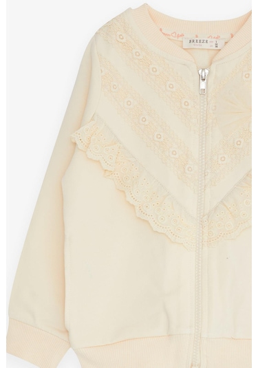 Breeze Kız Çocuk Hırka Güpürlü 3-7 Yaş, Krem